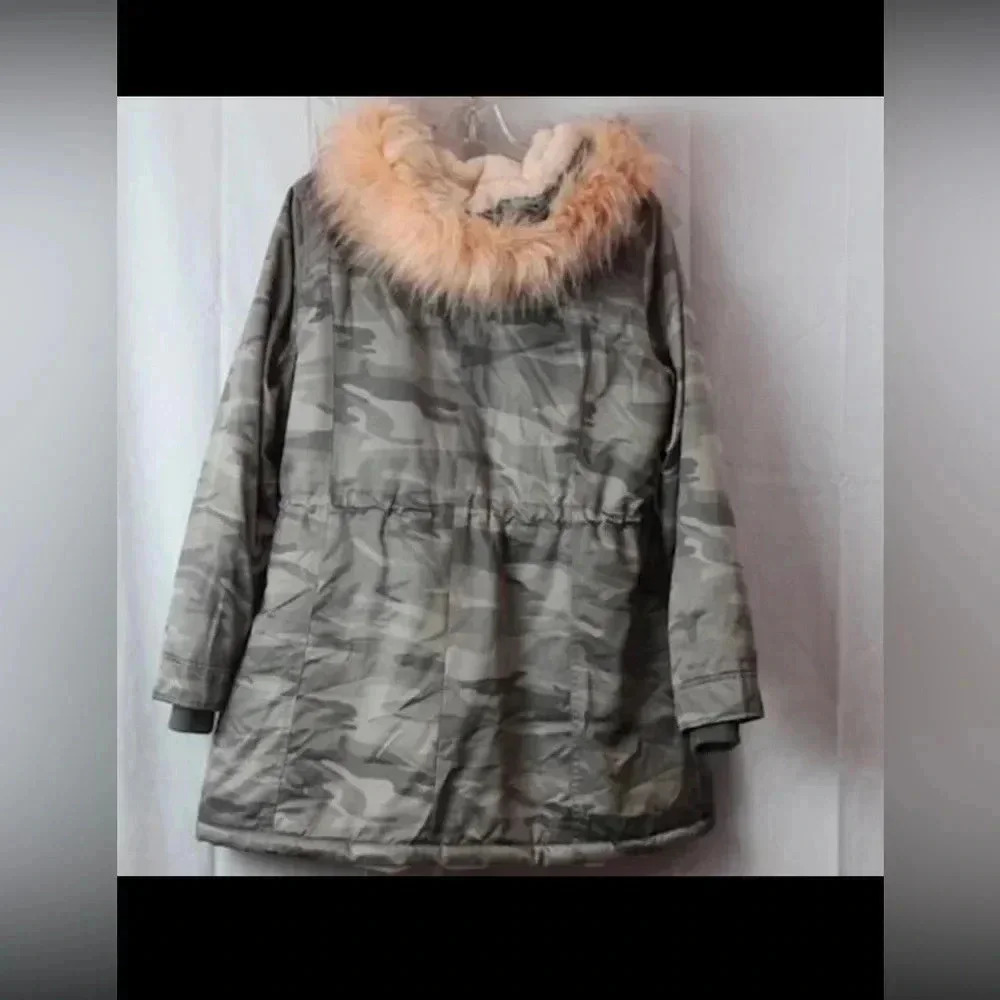 TORRID GRAY CAMO TWILL FUR LINED PARKA WINTER JACKET 00 - Picture 4 of 11